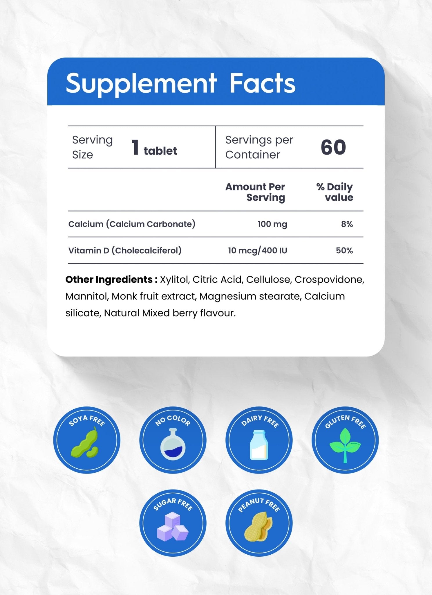 Kids Calcium + Vitamin D3 - Nutrameltz Inc - Quick Dissolving tablets